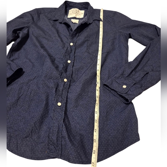 Frank & Eileen BARRY Cotton Button Down Collar Shirt Navy Blue W/Dots Size Large - Picture 7 of 11